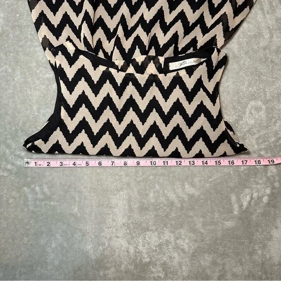Liberty Love Midi Dress Size S Black Beige Chevron High Low Sleeveless Summer - Picture 6 of 11